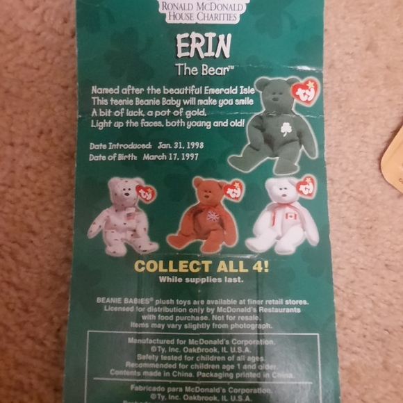 Erin the bear TY beanie baby - Picture 2 of 3